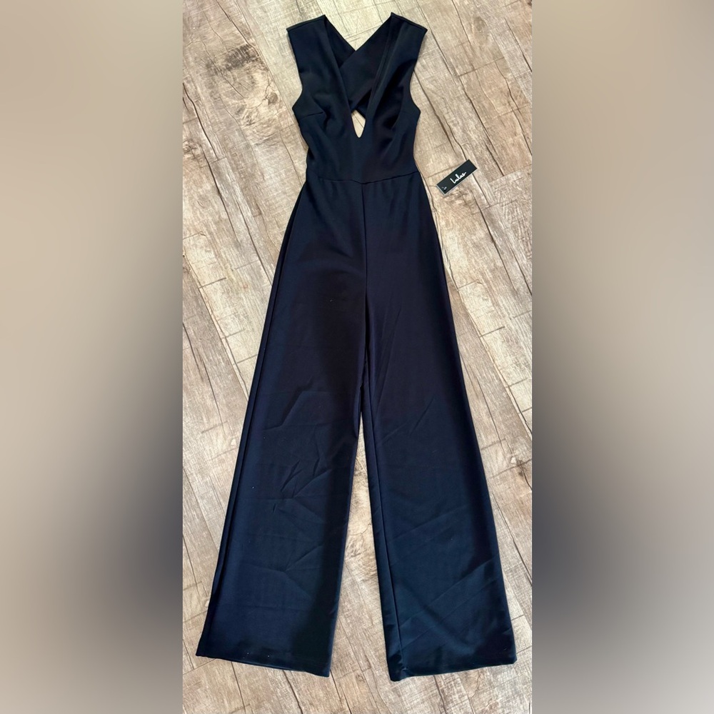 NWT Lulus Thinking Out Loud Black Backless Jumpsuit Size XS Criss Cross Back‎ - Picture 4 of 14